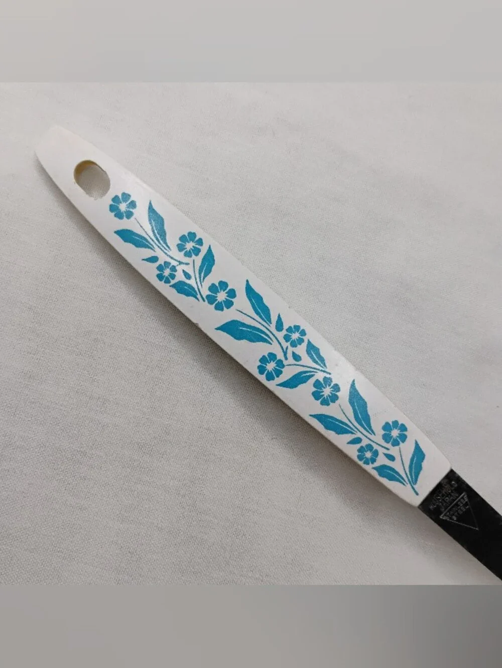 Vintage 70s 80s Household Japan Stainless Steel Metal Serving Spoon Retro Floral
